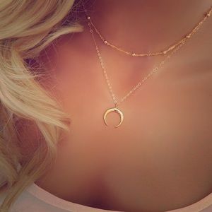 Gold or Silver Delicate Layered Moon Necklace